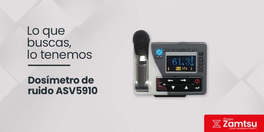 Dosímetro de ruido ASV5910 utilizado para medir exposición sonora y cumplir normas de ruido en entornos industriales